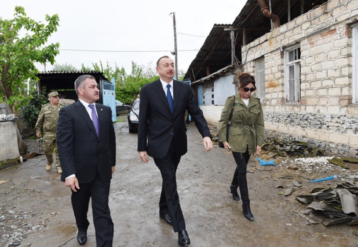 President, his spouse view houses damaged by Armenians during April fights 
